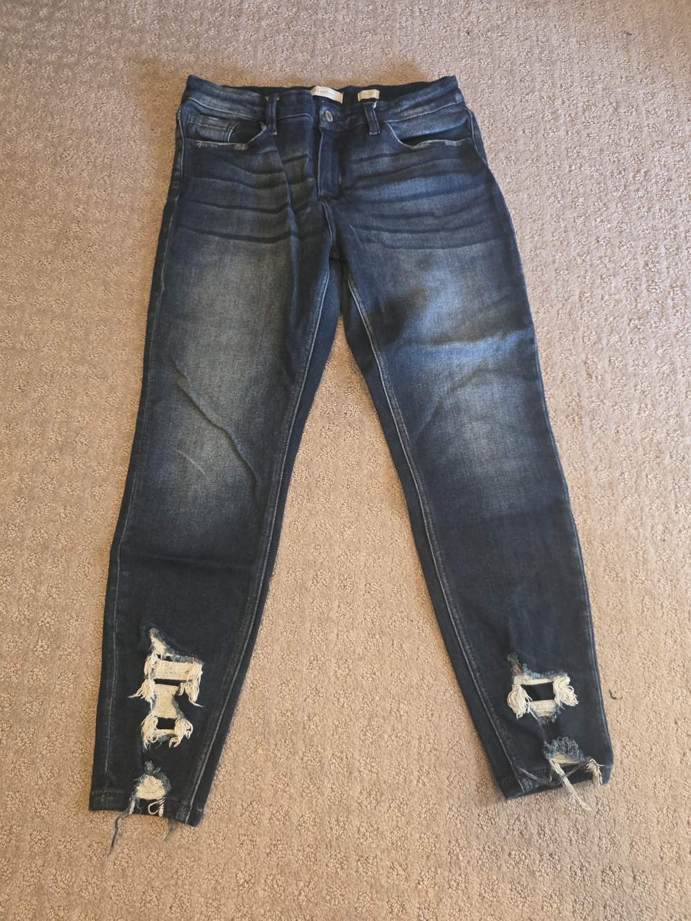 KanCan Mid-Rise Dark Blue Distressed Women’s Jeans